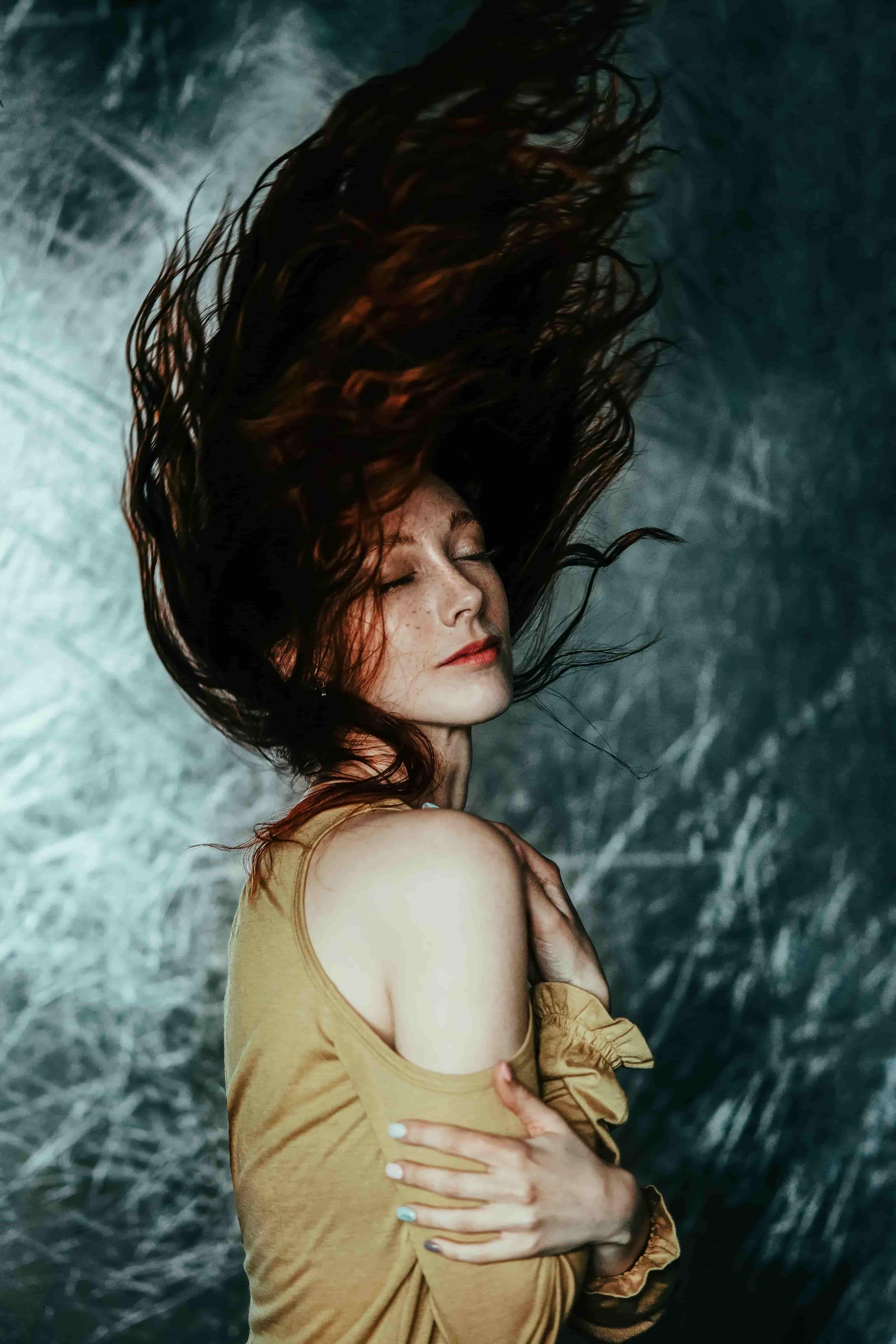 Portrait with flowing hair